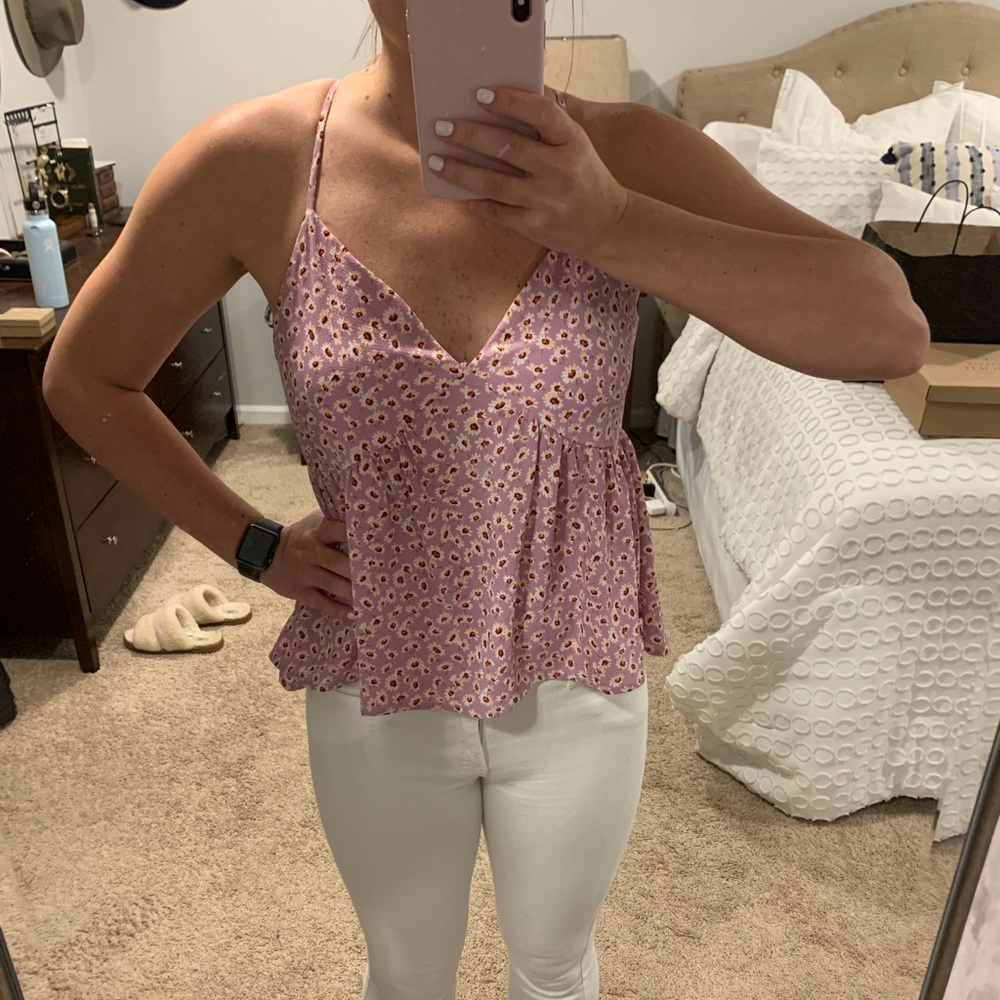 Pink/purple flower tank top